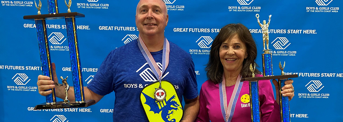 Terry Hughes and Partner winning the Pickleball League